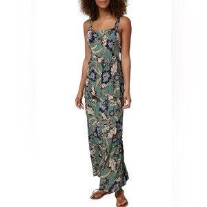 O'Neill Sage Green Floral Maxi Dress with Navy Accents
